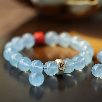 Aquamarine Samantabhadra Zodiac Bracelet-Composure•Wisdom•Health•Courage•Protection•Purification