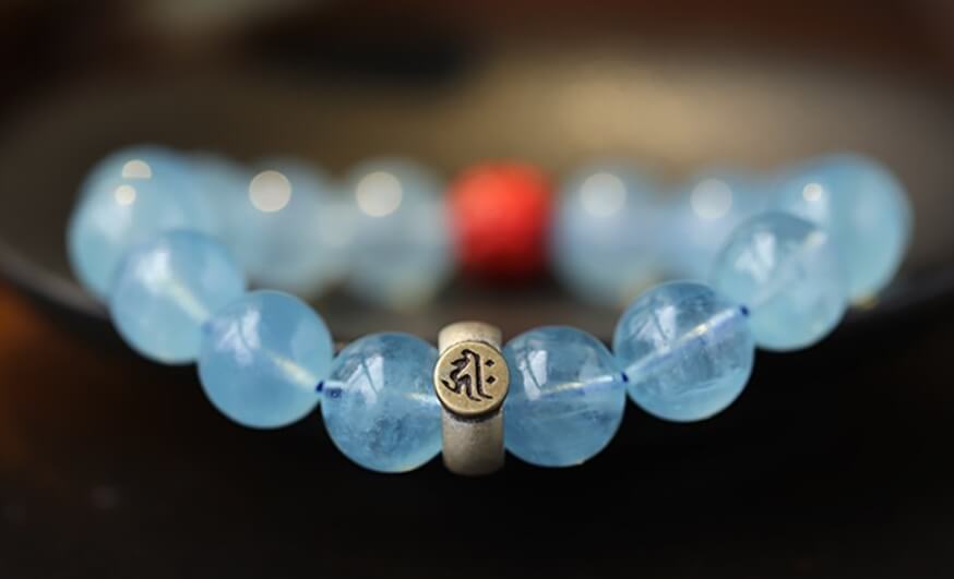 Aquamarine Samantabhadra Zodiac Bracelet-Composure•Wisdom•Health•Courage•Protection•Purification