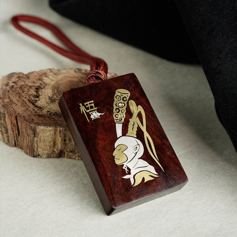 Black Myth Wukong Ebony Small Leaf Red Sandalwood Success Protection Key Chain