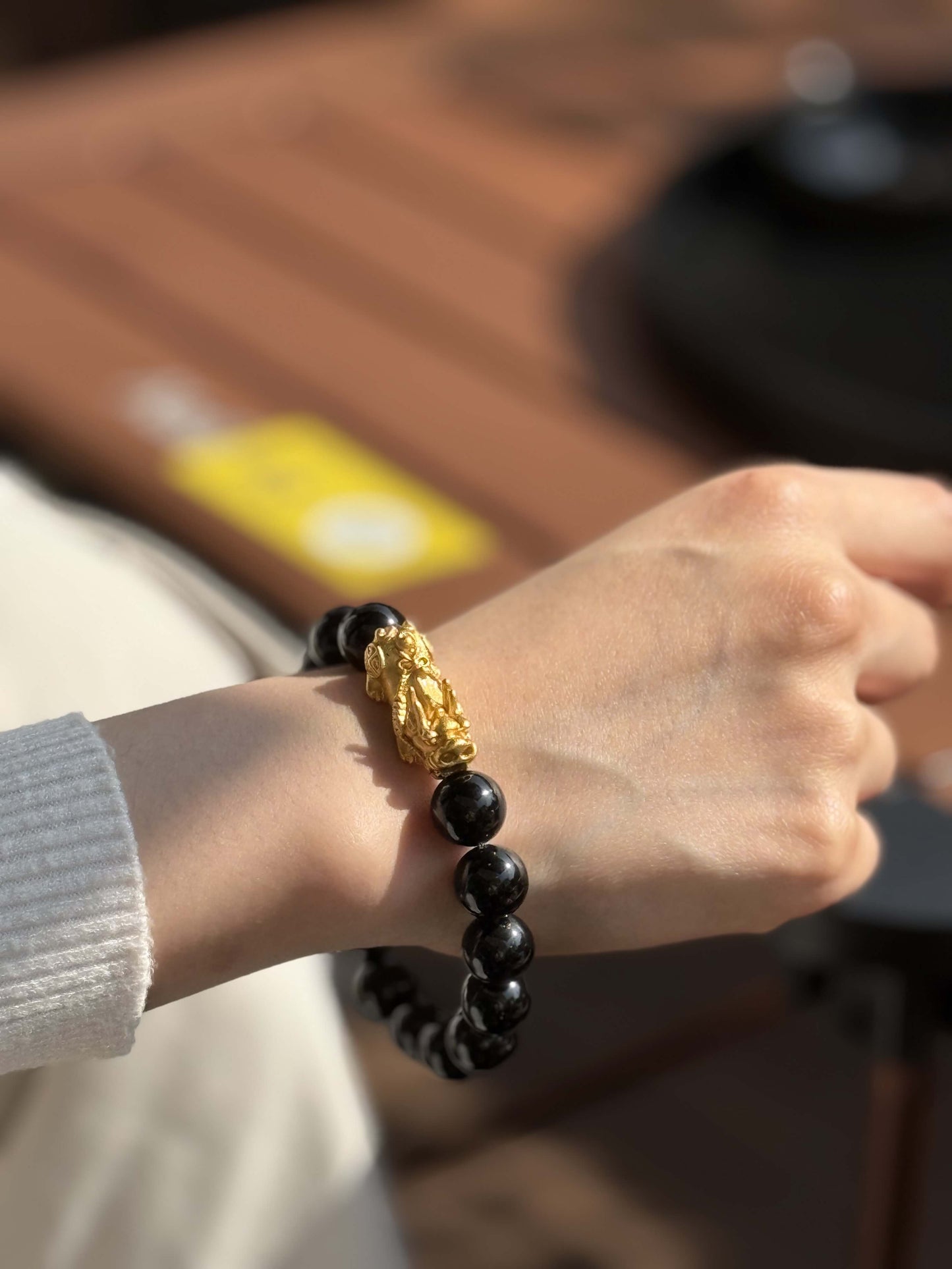 Black Obsidian Pi Xiu Bracelet - Attract Wealth and Balance Feng Shui