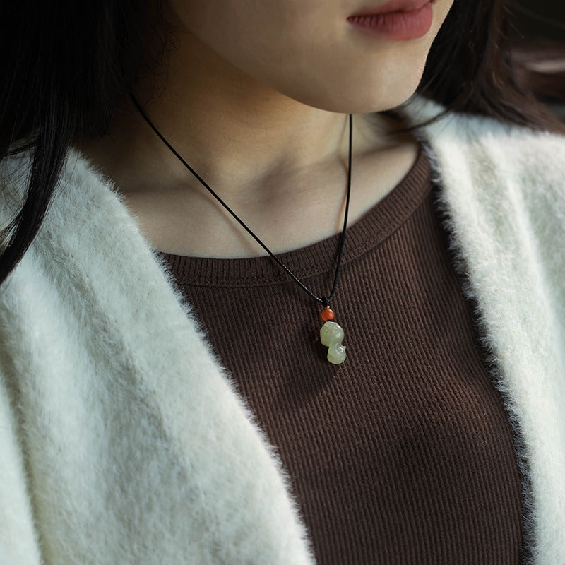 Chinese Zodiac Hetian Jade Lucky Abundance Necklace Pendant