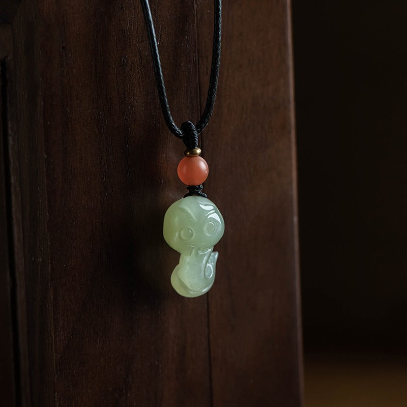 Chinese Zodiac Hetian Jade Lucky Abundance Necklace Pendant