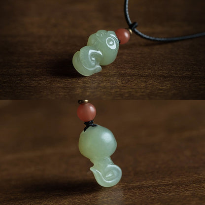 Chinese Zodiac Hetian Jade Lucky Abundance Necklace Pendant
