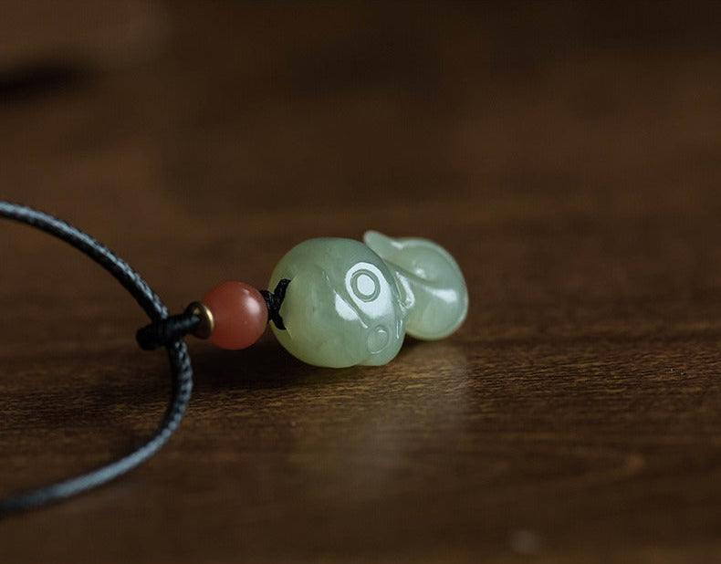 Chinese Zodiac Hetian Jade Lucky Abundance Necklace Pendant