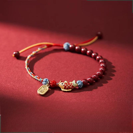 Cinnabar Lucky Koi Fish Healing Braided Bracelet