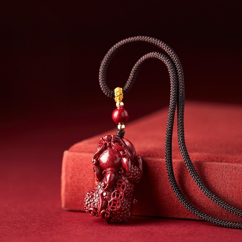 Cinnabar Pixiu Pendant Away From Evil Protection Necklace