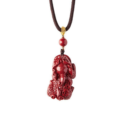 Cinnabar Pixiu Pendant Away From Evil Protection Necklace