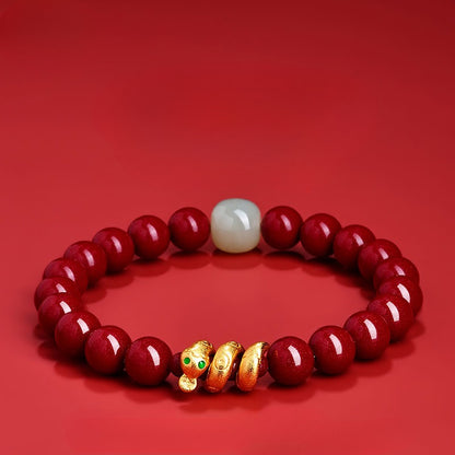 Cinnabar Zodiac Snake Amulet Protection Bracelet