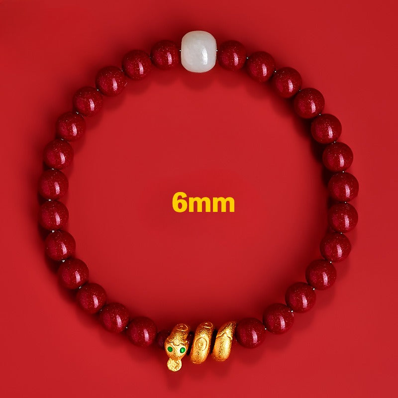 Cinnabar Zodiac Snake Amulet Protection Bracelet