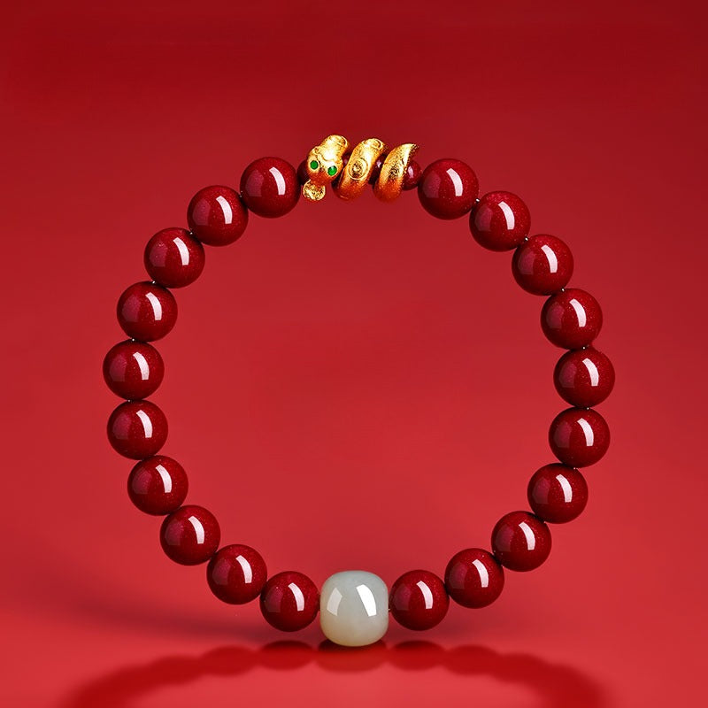 Cinnabar Zodiac Snake Amulet Protection Bracelet