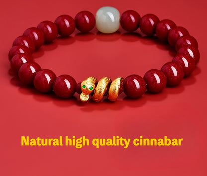 Cinnabar Zodiac Snake Amulet Protection Bracelet