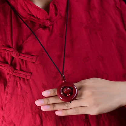 Cinnabar Lotus Peace pendant Away Evil