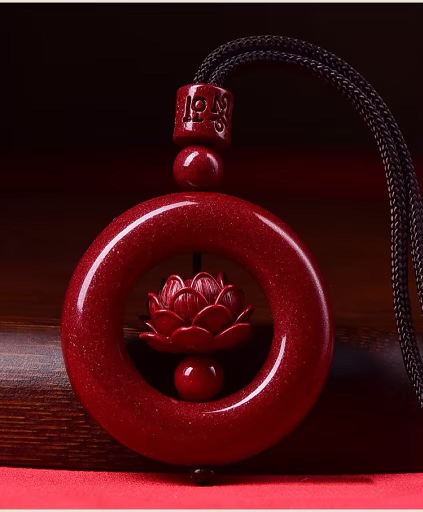 Cinnabar Lotus Peace pendant Away Evil