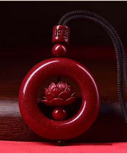 Cinnabar Lotus Peace pendant Away Evil