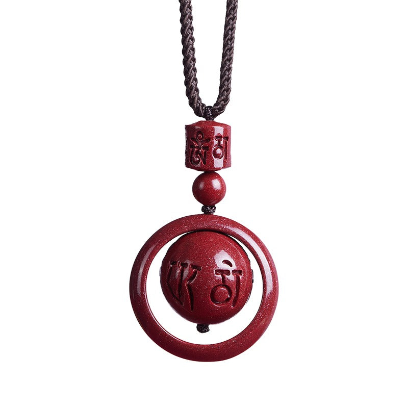Cinnabar Om Mani Padme Hum Blessing Pendant Necklace