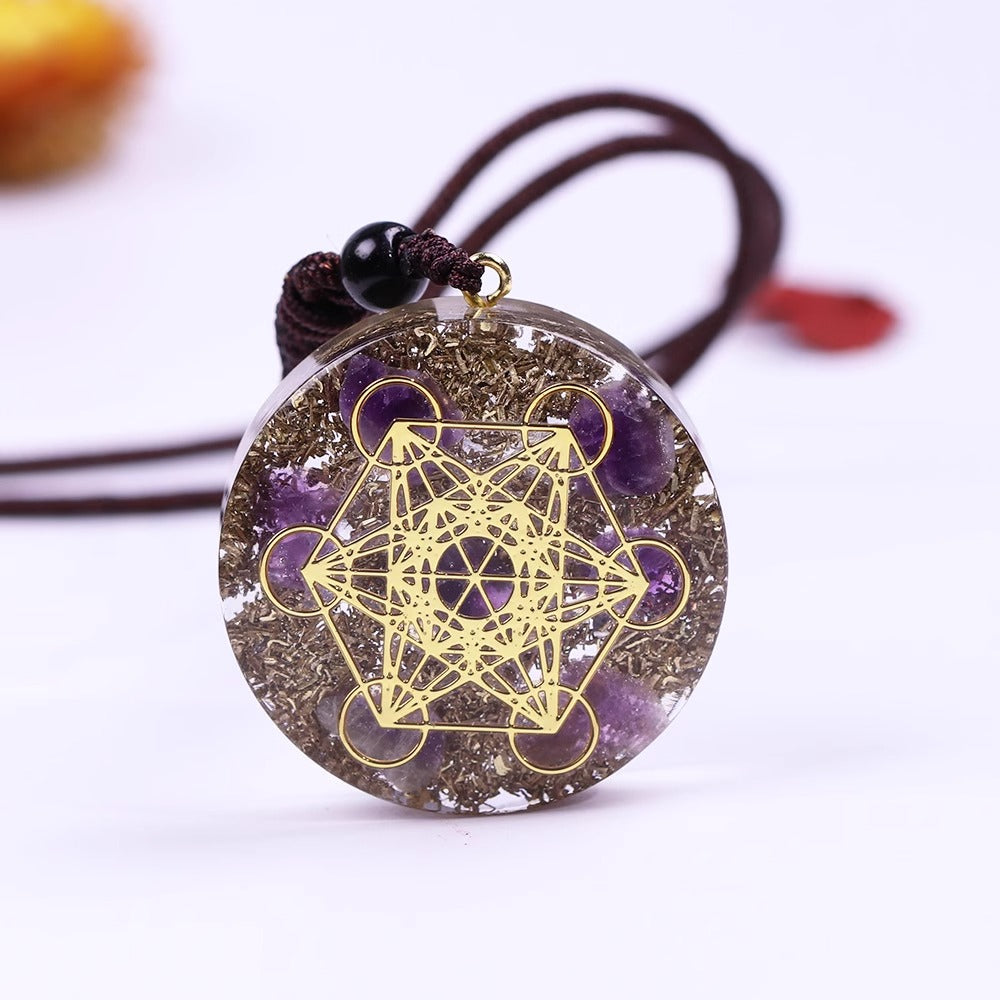 Crystal Metatron’s Cube Orgonite Protection Necklace