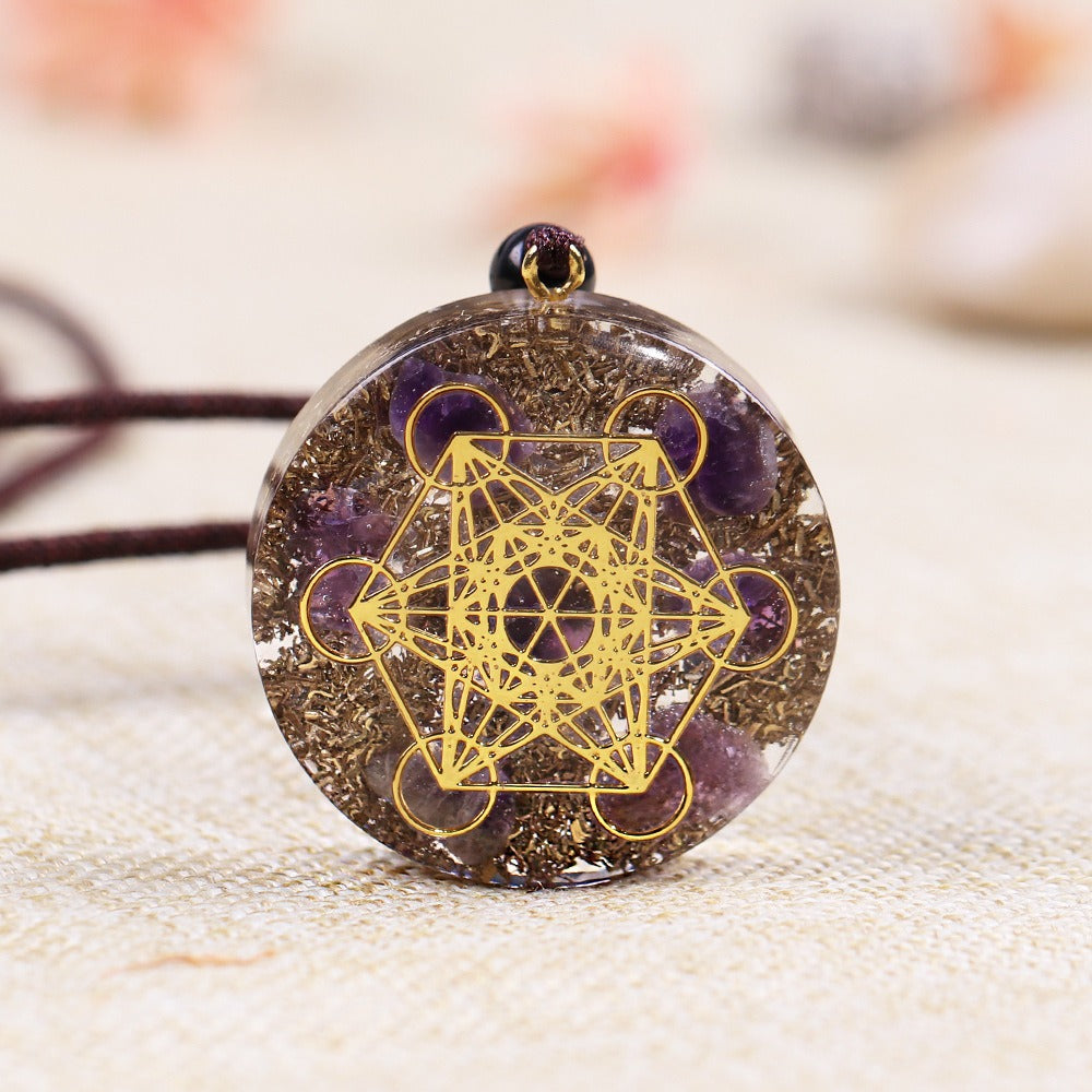 Crystal Metatron’s Cube Orgonite Protection Necklace