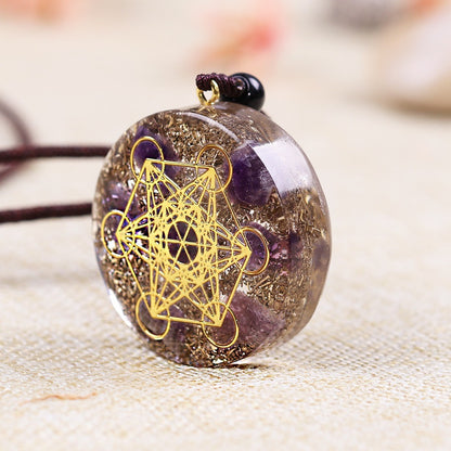 Crystal Metatron’s Cube Orgonite Protection Necklace