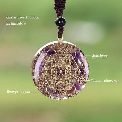 Crystal Metatron’s Cube Orgonite Protection Necklace