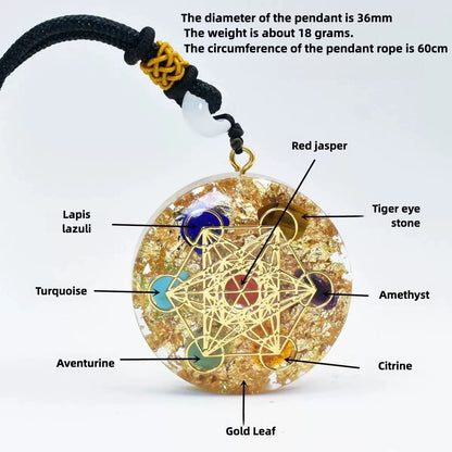 Crystal Metatron’s Cube Orgonite Protection Necklace