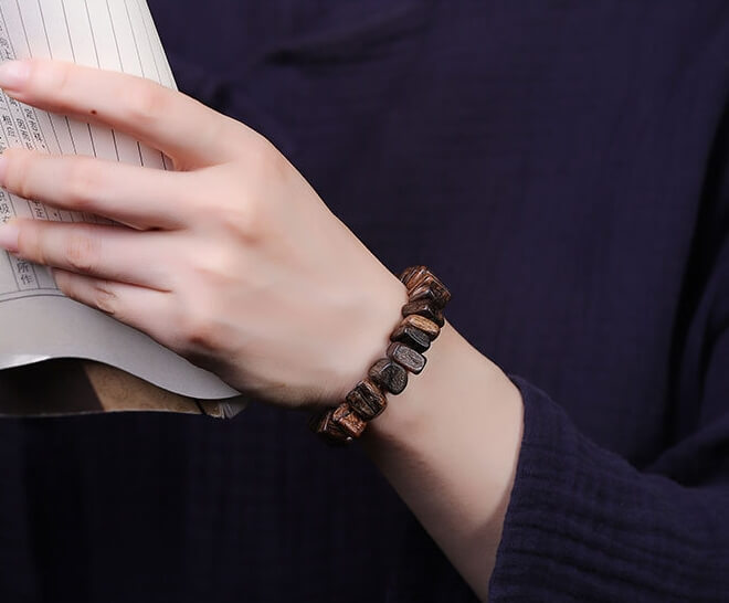 Bracelet d'harmonie en bois d'agar de Dalagan - Calme • Tranquillise l'esprit • Aide à dormir • Paix