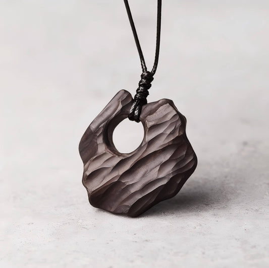 Ebony Wood Textured Personalized Necklace-Perseverance•Guardianship•Calmness