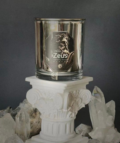 God Zeus Crystal Essential Oil Fragrance Candle - Manifesting Power, Prosperity, and Wisdom