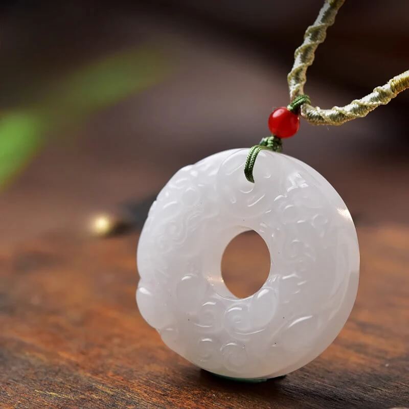 Gold Silk Jade Pi Xiu Peace Amulet Pendant Wealth Safety Necklace