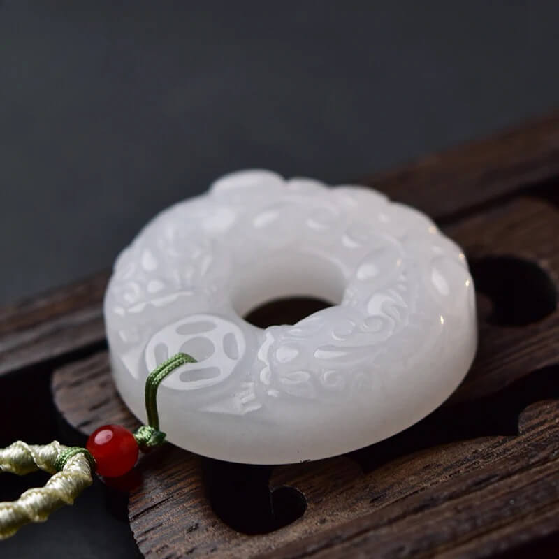 Gold Silk Jade Pi Xiu Peace Amulet Pendant Wealth Safety Necklace