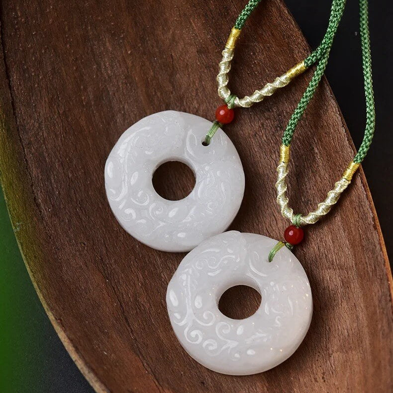 Gold Silk Jade Pi Xiu Peace Amulet Pendant Wealth Safety Necklace