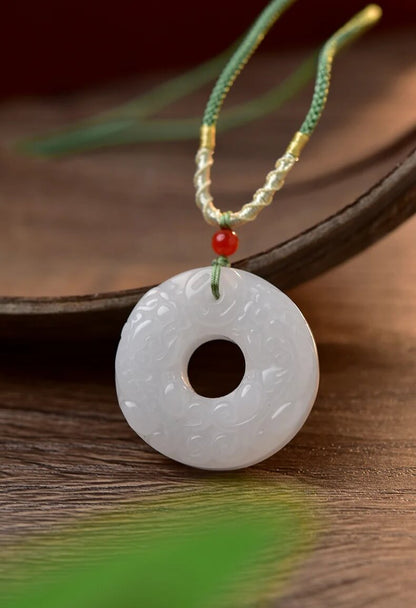 Gold Silk Jade Pi Xiu Peace Amulet Pendant Wealth Safety Necklace