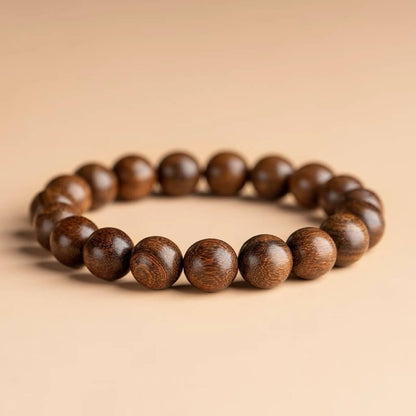 Golden-threaded Rosewood & Jade Buddhist Beads Bracelet - Auspicious Prosperity and Serenity