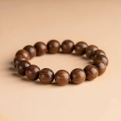 Golden-threaded Rosewood & Jade Buddhist Beads Bracelet - Auspicious Prosperity and Serenity