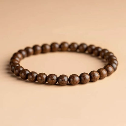 Golden-threaded Rosewood & Jade Buddhist Beads Bracelet - Auspicious Prosperity and Serenity