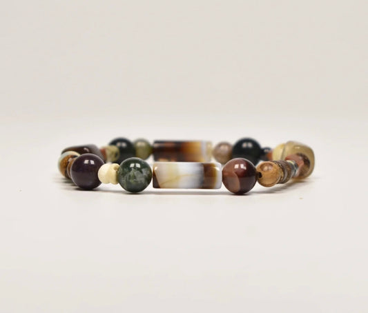 Bracelet d'énergie naturelle en agate et bois d'agar, aventurine rouge, harmonie des quatre saisons