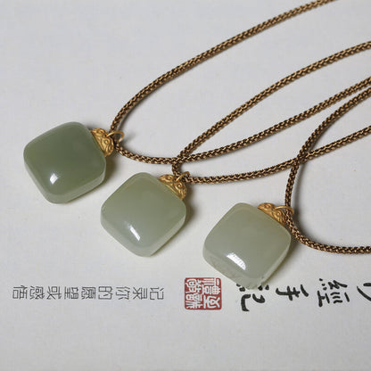 Hetian Jade 'Wu Shi' Pendant Necklace-Protection•Peace