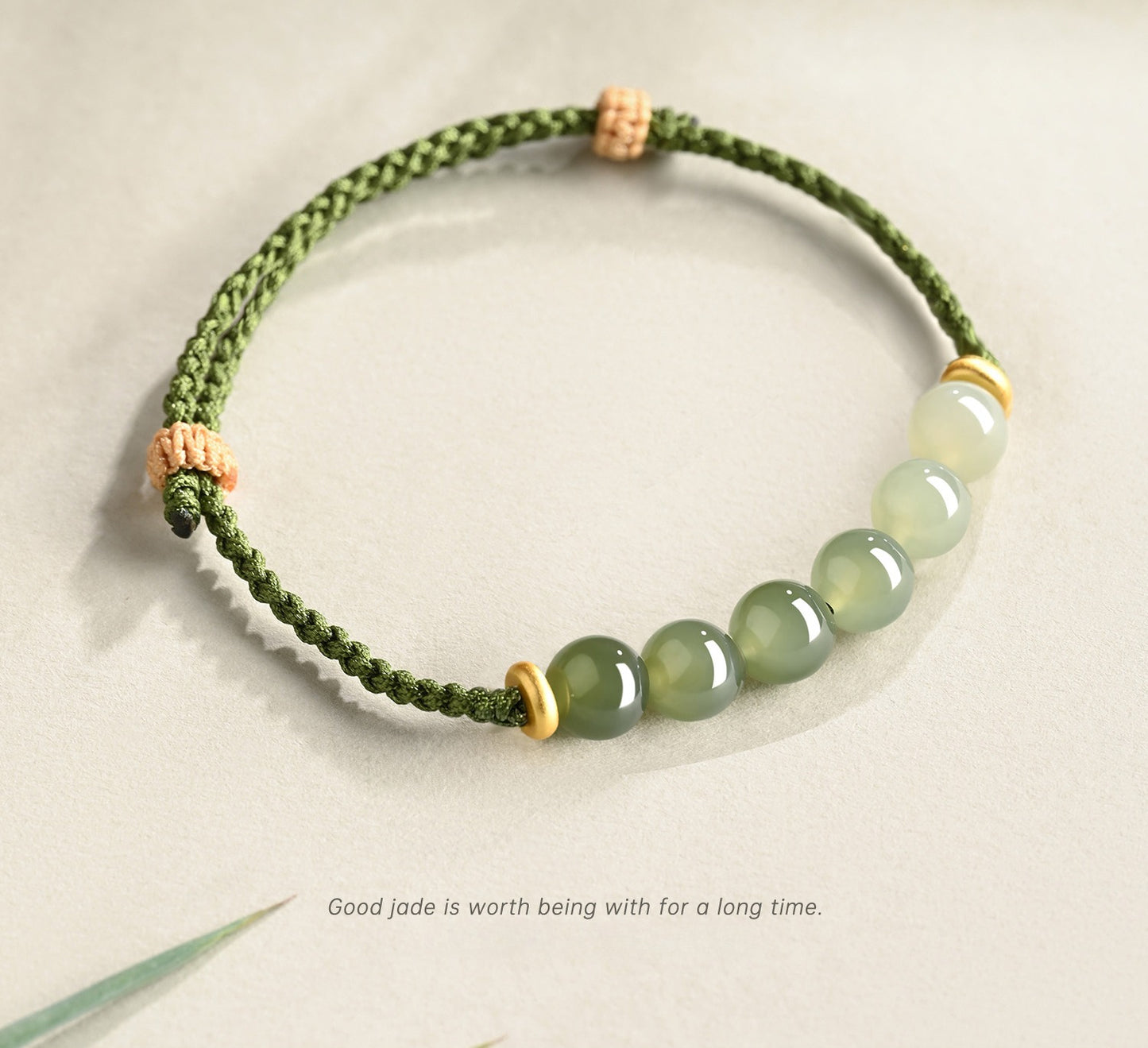 Zen Healing Hetian Jade Green Fortune Knot Braided String Couple Bracelet