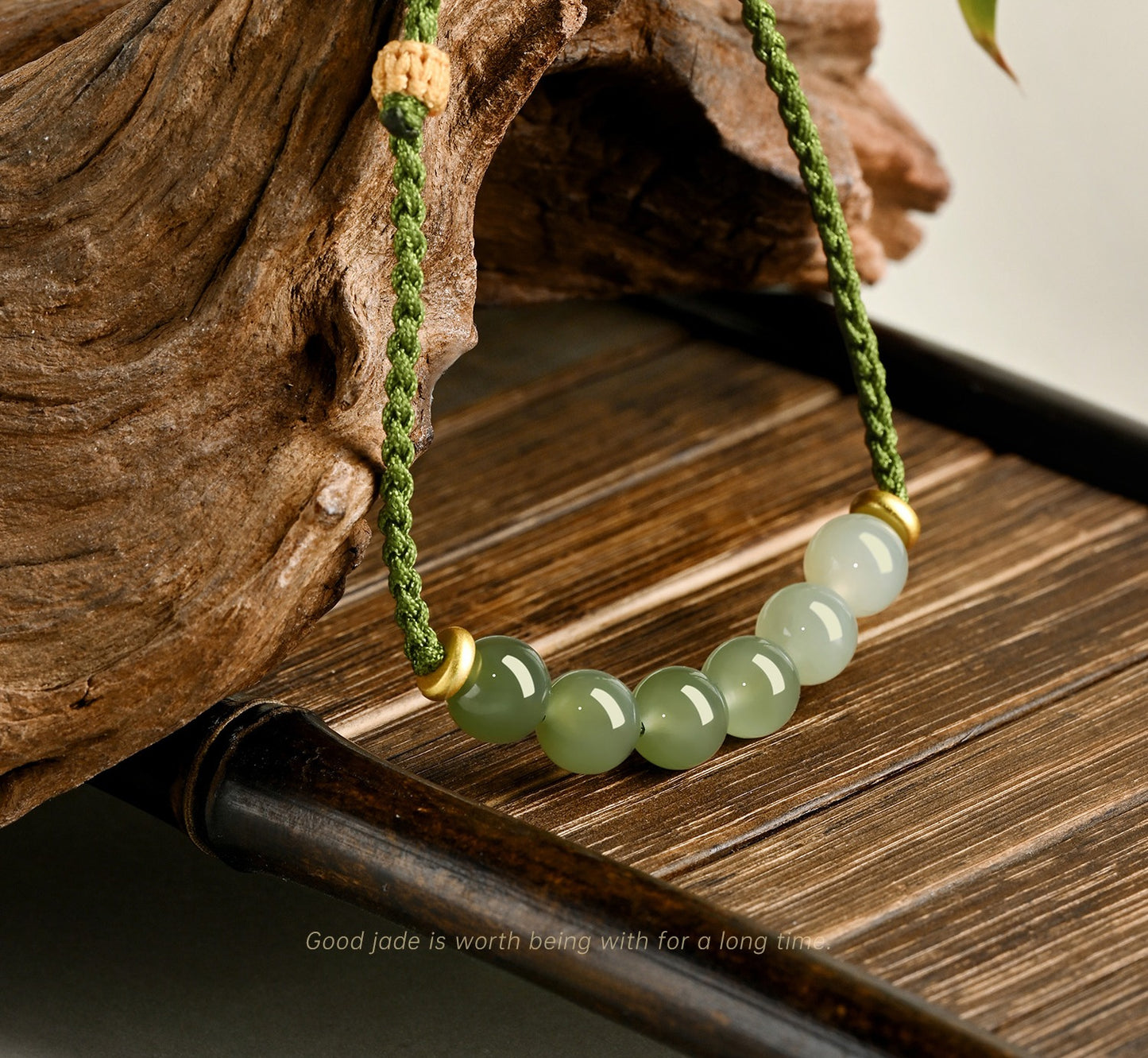 Zen Healing Hetian Jade Green Fortune Knot Braided String Couple Bracelet