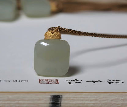 Hetian Jade 'Wu Shi' Pendant Necklace-Protection•Peace