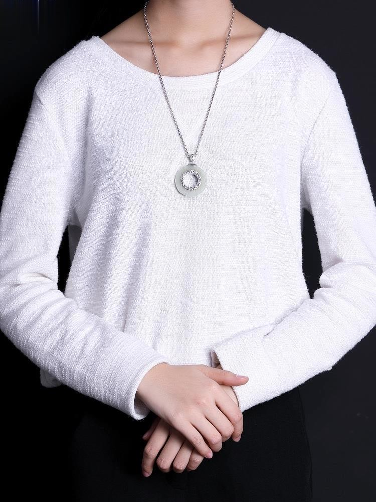 Hetian white jade Luck Protection necklace pendant