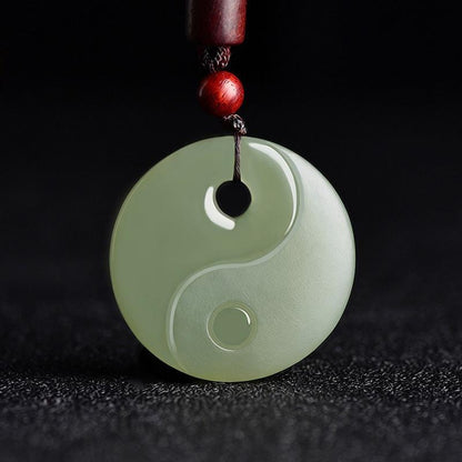 Hetian jade pendant Bagua pendant jade plate men's Tai Chi jade necklace women's amulet