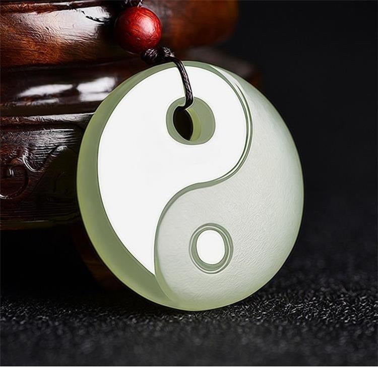 Hetian jade pendant Bagua pendant jade plate men's Tai Chi jade necklace women's amulet