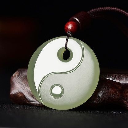 Hetian jade pendant Bagua pendant jade plate men's Tai Chi jade necklace women's amulet