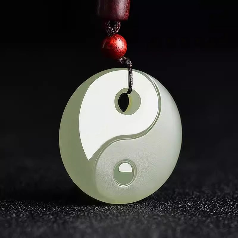 Hetian jade pendant Bagua pendant jade plate men's Tai Chi jade necklace women's amulet