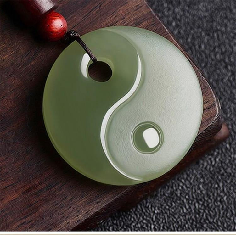 Hetian jade pendant Bagua pendant jade plate men's Tai Chi jade necklace women's amulet