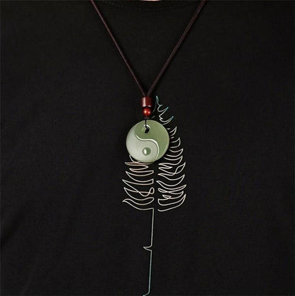 Hetian jade pendant Bagua pendant jade plate men's Tai Chi jade necklace women's amulet