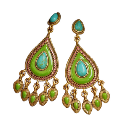 Turquoise Teardrop Tassel Earrings - Glamour · Success