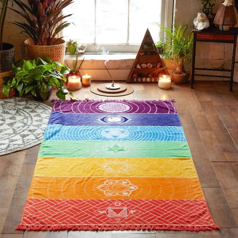 Indian seven chakras meditation healing tapestry bedroom yoga background decoration