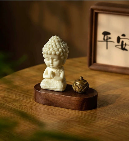 Mini diffuseur d'arômes pour voiture Buddha Ivory Nut - Paix et protection