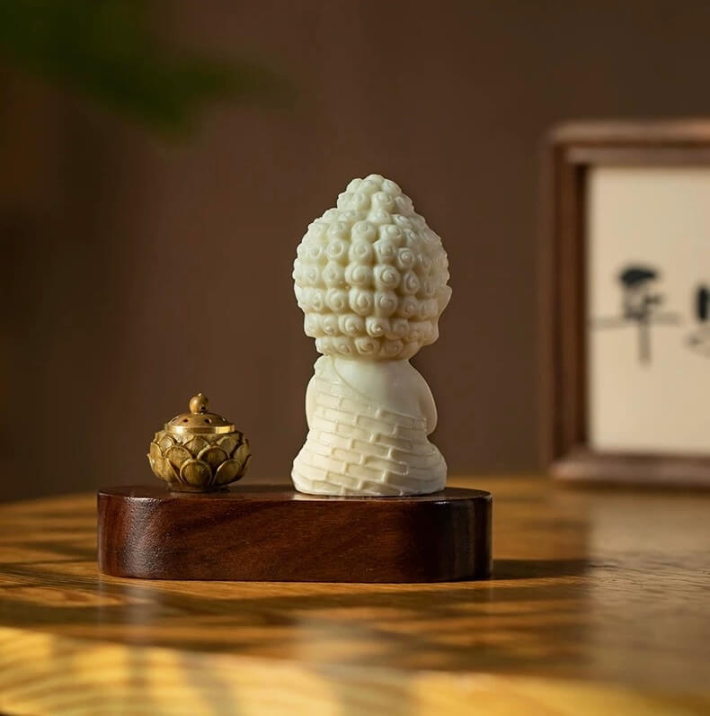Mini diffuseur d'arômes pour voiture Buddha Ivory Nut - Paix et protection